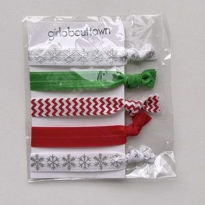 Girl About Town Fold Over Elastic Hairties - Christmas Set
